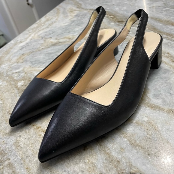 Everlane The Editor Slingback Heel Black Leather Size 10 - Picture 7 of 9